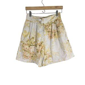 Retro Mom Floral Short Yellow 10 Y2K Chic Preppy Parisian Neutral 80s High Waist